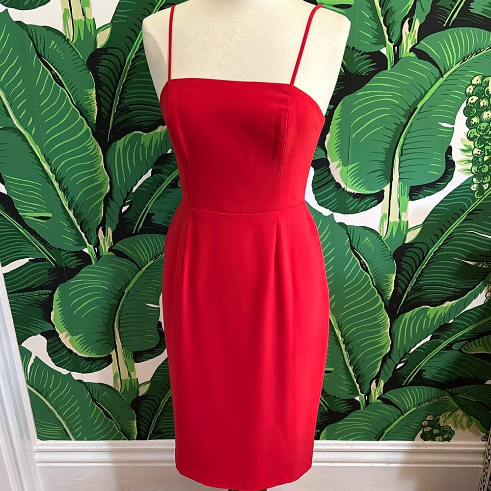 Brand New Amanda Uprichard Sheldyn Midi Dress in Red, size Small